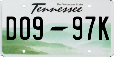 TN license plate D0997K