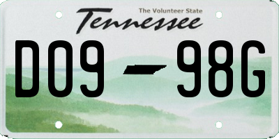 TN license plate D0998G
