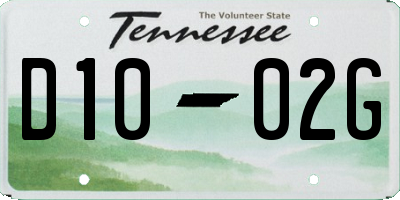 TN license plate D1002G