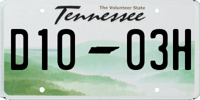 TN license plate D1003H