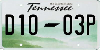TN license plate D1003P