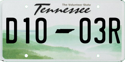 TN license plate D1003R
