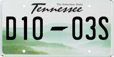 TN license plate D1003S