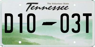 TN license plate D1003T
