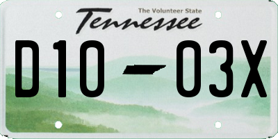 TN license plate D1003X