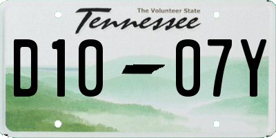 TN license plate D1007Y