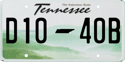 TN license plate D1040B