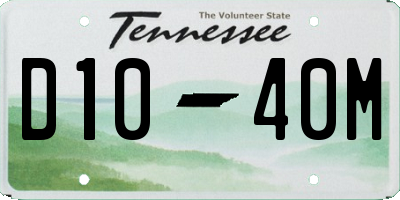 TN license plate D1040M