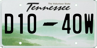 TN license plate D1040W