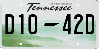 TN license plate D1042D