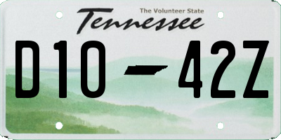 TN license plate D1042Z