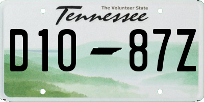 TN license plate D1087Z