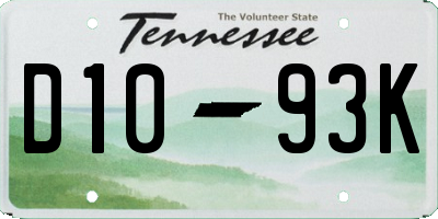 TN license plate D1093K