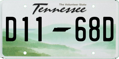 TN license plate D1168D