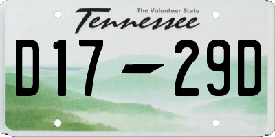 TN license plate D1729D