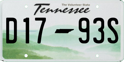 TN license plate D1793S