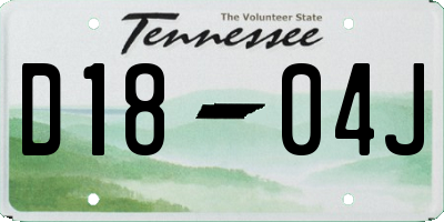 TN license plate D1804J