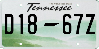 TN license plate D1867Z