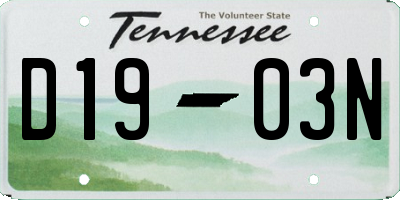 TN license plate D1903N