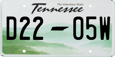 TN license plate D2205W