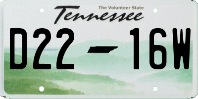 TN license plate D2216W