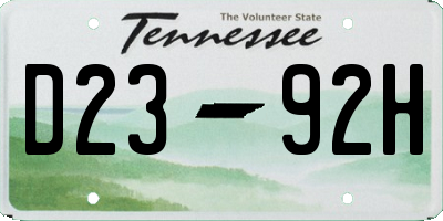 TN license plate D2392H