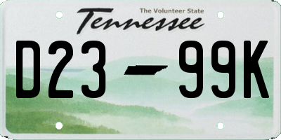 TN license plate D2399K