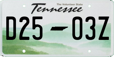 TN license plate D2503Z