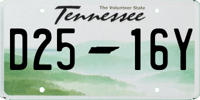 TN license plate D2516Y