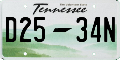 TN license plate D2534N