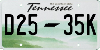 TN license plate D2535K