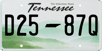 TN license plate D2587Q