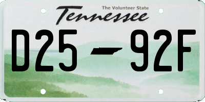 TN license plate D2592F