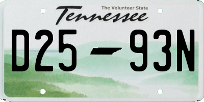 TN license plate D2593N