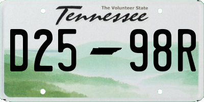 TN license plate D2598R