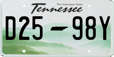 TN license plate D2598Y