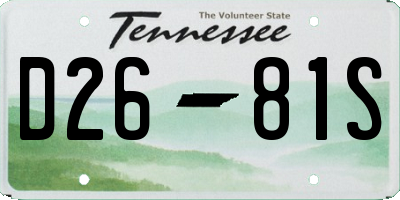 TN license plate D2681S