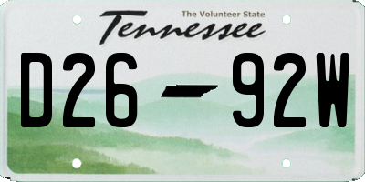 TN license plate D2692W