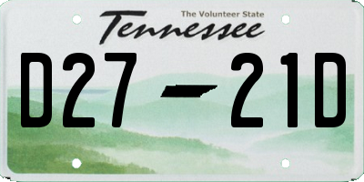 TN license plate D2721D
