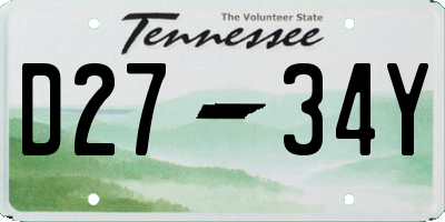 TN license plate D2734Y