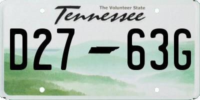 TN license plate D2763G
