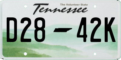 TN license plate D2842K
