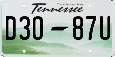 TN license plate D3087U