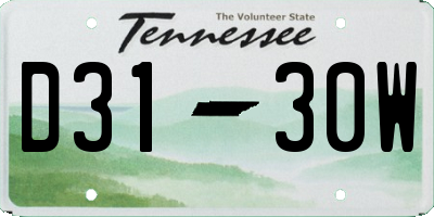 TN license plate D3130W