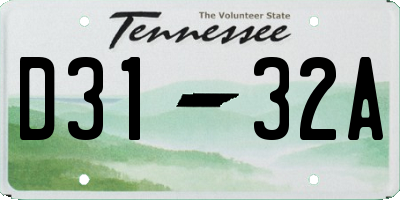 TN license plate D3132A