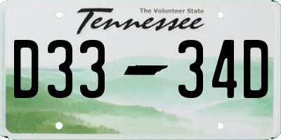 TN license plate D3334D