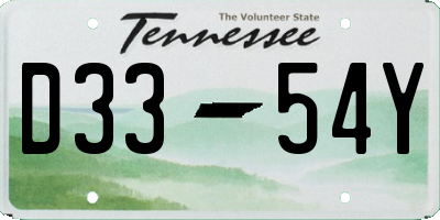 TN license plate D3354Y