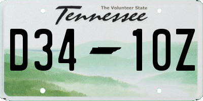 TN license plate D3410Z
