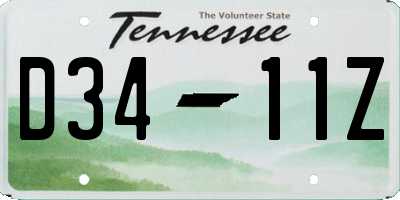 TN license plate D3411Z