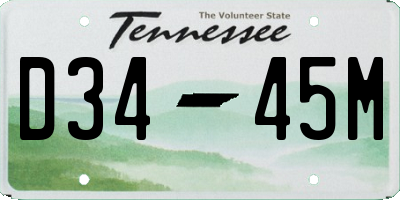 TN license plate D3445M